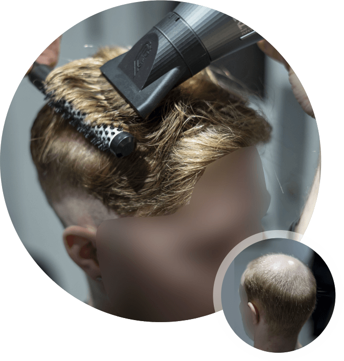 Hairdresser Blow-Dries Men's Hairpiece